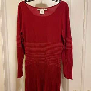 Red Knit Long Sleeve Studio M Petite Dress